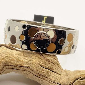 Cookie Lee signed hinged polka dot enamel cuff bra